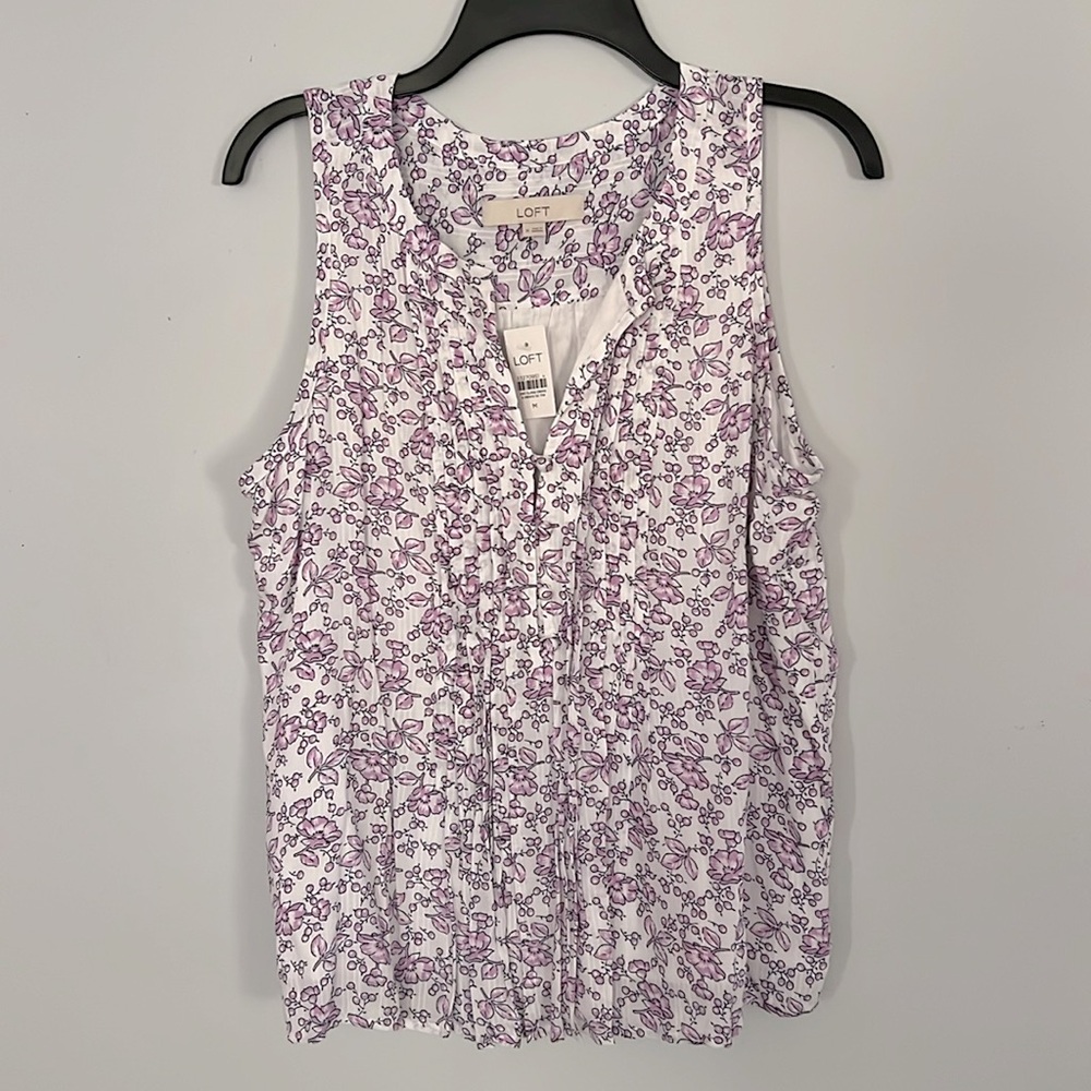 New Loft floral open neck blouse